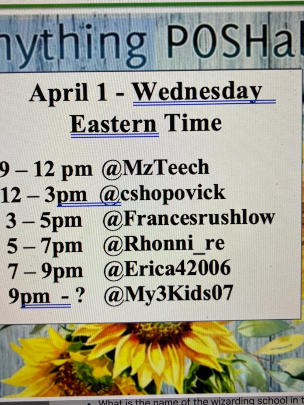 CAROLYN’S LIVE SHARE SHOW! Wed 4/1 12-3p EST ANYTHING POSHABLE TRAIN SHARE SHOW!